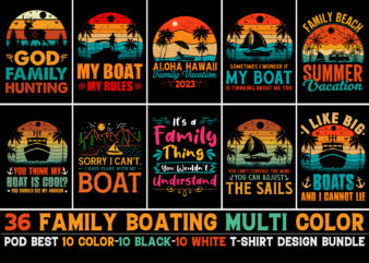 Family Boating T-Shirt Design Bundle