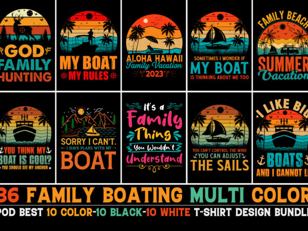 Family boating t-shirt design bundle