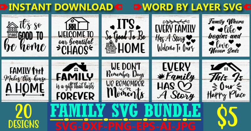 Family Svg Bundle, Family Sayings Svg, Family Monograms, Family Quotes Png, Family Bundle Svg, Digital File For Cricut, Png, Dxf, Eps, Family Sign Svg Bundle, Funny Cut Files, Home Decoration