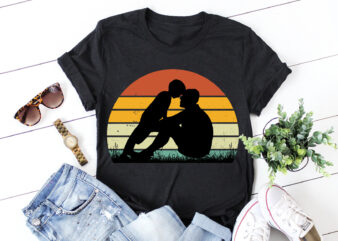 Father Son Sunset Colorful T-Shirt Graphic