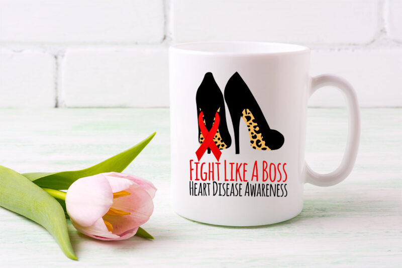 Fight Like A Boss Heart Heart Disease Awareness Leopard Shoe NL