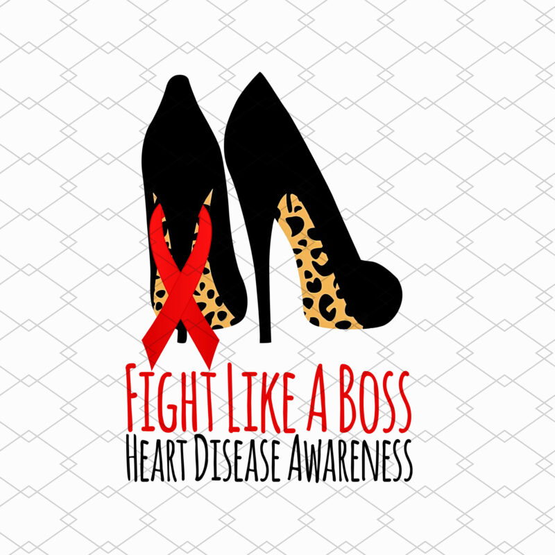 Fight Like A Boss Heart Heart Disease Awareness Leopard Shoe NL