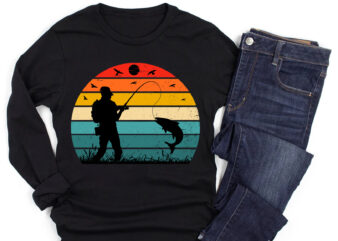 Fishing Retro Vintage Sunset T-Shirt Graphic