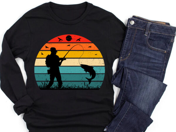 Fishing retro vintage sunset t-shirt graphic