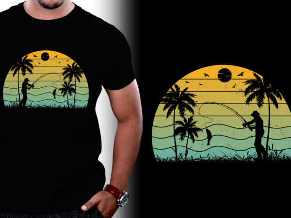 Fishing Sunset Colorful T-Shirt Design,Fishing,Fishing Silhouette,Fishing  Retro Vintage Sunset,Fishing Sunset Background,Fishing Vintage Retro Sunset, Sunset T-shirt Background,Fishing Png,Fishing Sublimation,Fishing  Silhouette T Shirt - Buy t-shirt designs