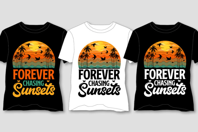 Sunset Retro Vintage T-Shirt Design Bundle