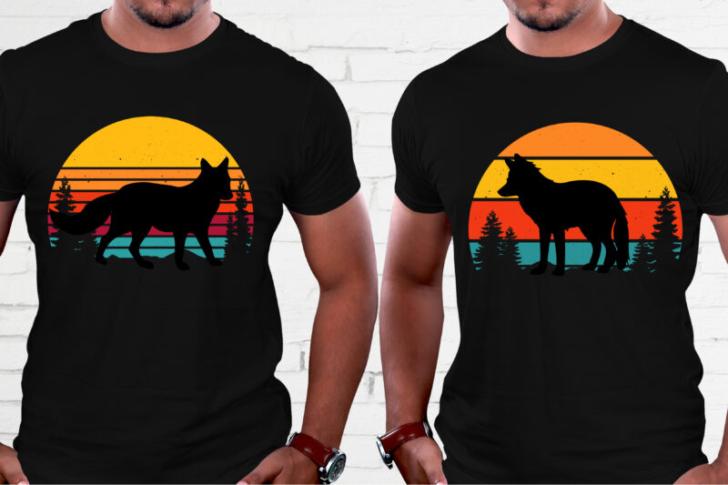 Fox Retro Vintage Sunset T-Shirt Graphic