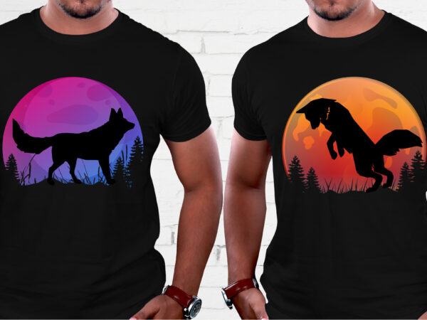 Fox sunset colorful t-shirt graphic