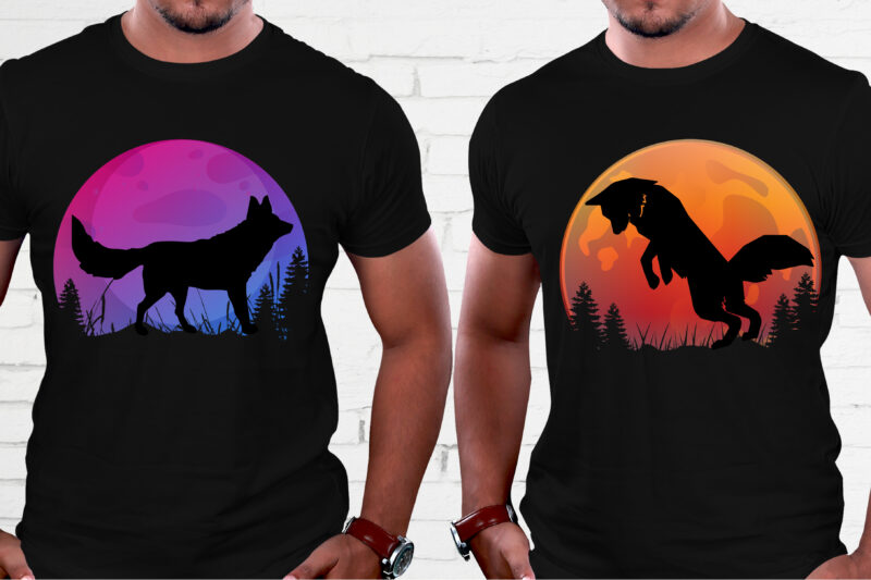 Fox Sunset Colorful T-Shirt Graphic