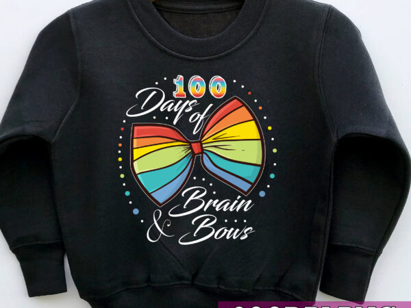 Funny 100 days of school brains and bows 100th day rainbow nc t shirt graphic design