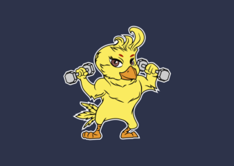 GYM CHICKEN CARTOON t shirt design template