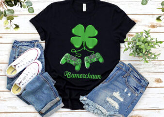 Gamerchaun Game Controller Irish Gamer Boys St Patricks Day Vintage NL t shirt design template