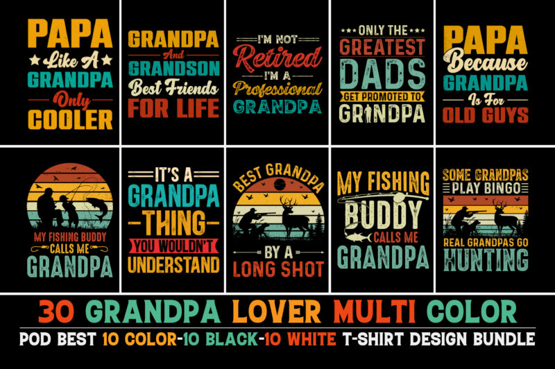 Grandpa T-Shirt Design Bundle