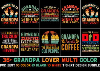 Grandpa Vintage T-Shirt Design Bundle