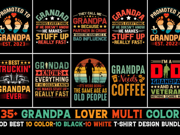 Grandpa vintage t-shirt design bundle