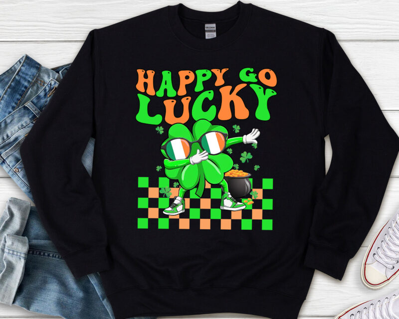 Happy Go Lucky , St Patricks Day, Retro St Patty , St Patty_s Day, Lucky Gift, Shamrock and Shenanigans