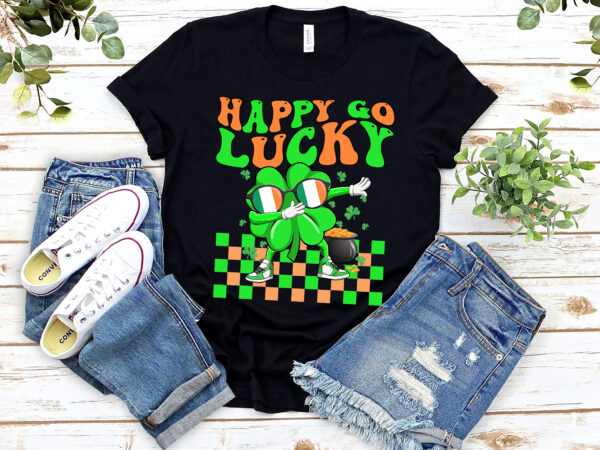 Happy go lucky , st patricks day, retro st patty , st patty_s day, lucky gift, shamrock and shenanigans graphic t shirt