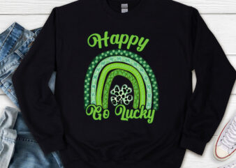 Happy Go Lucky Shamrock Leopard Rainbow St Patrick_s Day Png, Vintage St Patricks Day , Shamrock Gift, Patrick_s day Gift PNG File TL graphic t shirt