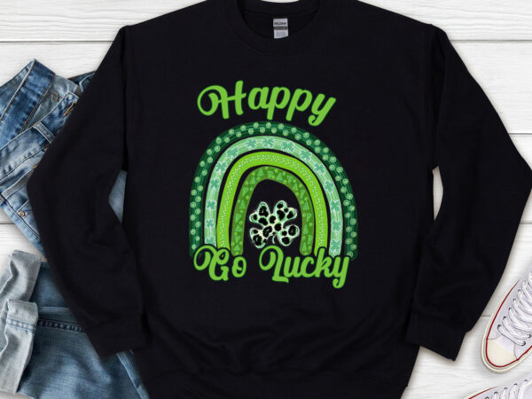 Happy go lucky shamrock leopard rainbow st patrick_s day png, vintage st patricks day , shamrock gift, patrick_s day gift png file tl graphic t shirt