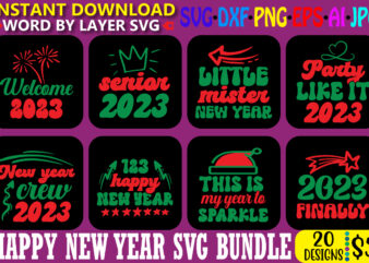 Happy new year svg bundle, happy new year design, cut file, sublimation, printable png, happy new year svg, new year's svg, christmas svg, digital download, cut file, sublimation, clip art,