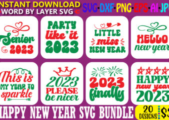 Happy New Year SVG bundle, Happy New Year design, Cut File, Sublimation, Printable png, Happy New Year SVG, New Year’s SVG, Christmas SVG, Digital Download, Cut File, Sublimation, Clip Art,