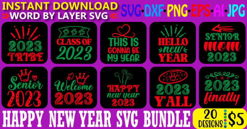 Happy New Year tshirt bundle, Happy New Year design, Cut File, Sublimation, Printable svg png jpg, Happy New Year SVG, New Year's SVG, Christmas SVG, Digital Download, Cut File, Sublimation,