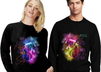 He Keeps Me Safe She Keeps Me Wild Matching Couple Wolves NL graphic t shirt