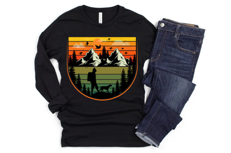 Sunset Retro Vintage T-Shirt Design Graphic Bundle