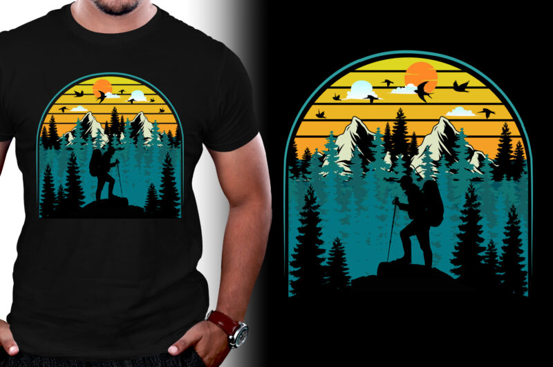 Retro Vintage Sunset T-Shirt Design Graphic