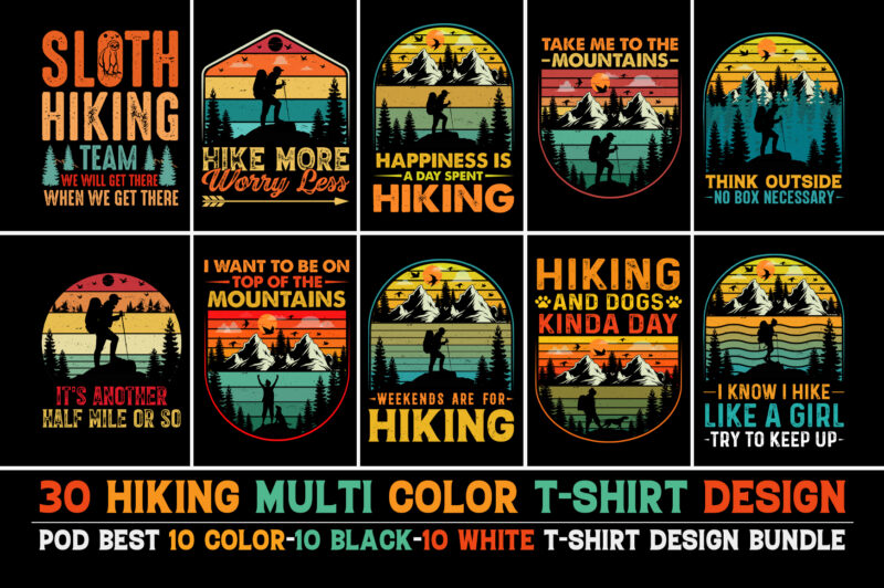 Hiking T-Shirt Design Bundle