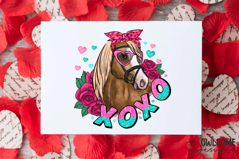 Horse XOXO Valentine PNG Sublimation