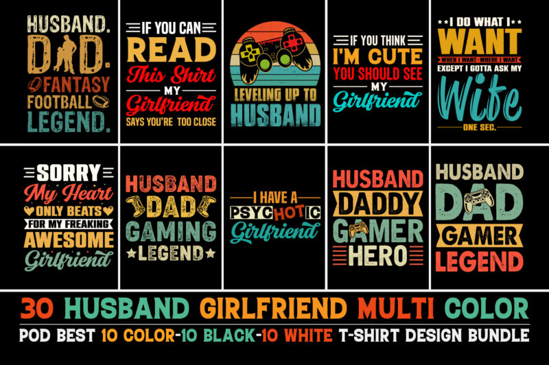 Husband Girlfriend T-Shirt Design Bundle
