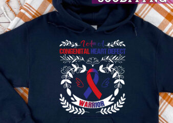 I Am A Congenital Heart Defect Warrior Blue And Red Ribbon NC t shirt design for sale