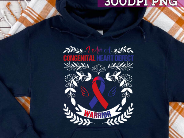 I am a congenital heart defect warrior blue and red ribbon nc t shirt design for sale