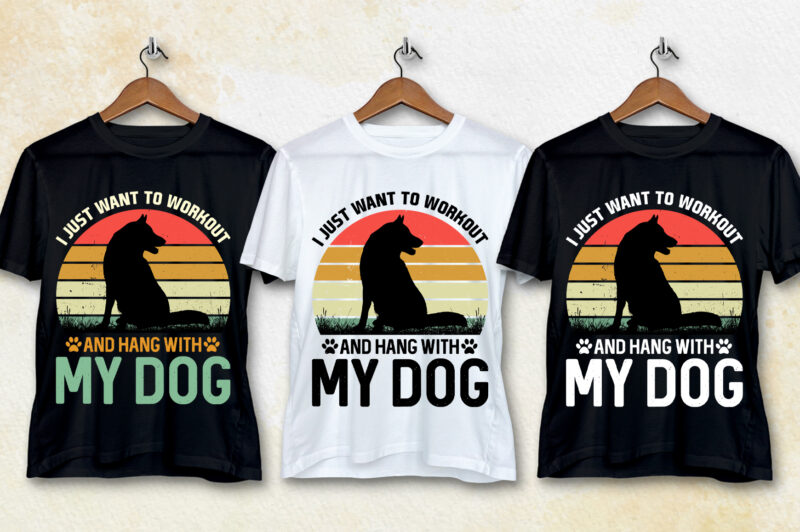 Dog Vintage Sunset T-Shirt Design Bundle