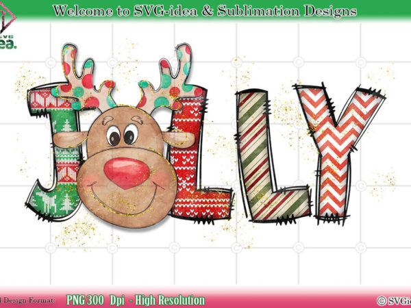 Christmas jolly reindeer png sublimation design