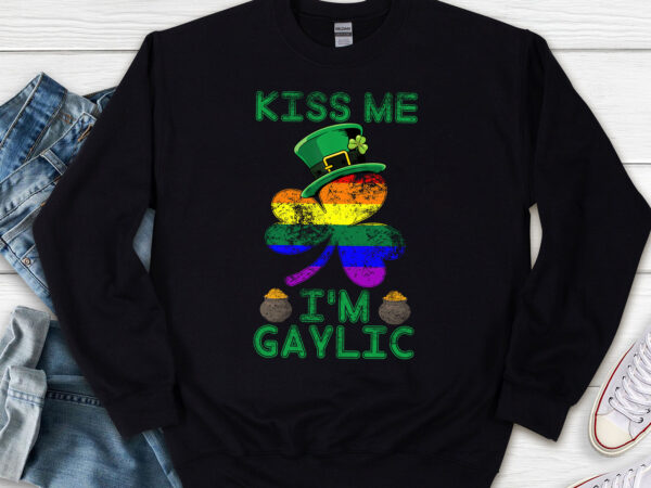 Kiss me im irish gaylic proud lgbt irish shamrock st patrick’s day png, happy patrick_s day gift, holiday gift png file tl t shirt vector art