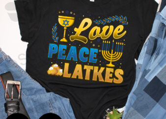 Love Peace and Latkes Hanukkah Festival Ready to print T-shirt Design