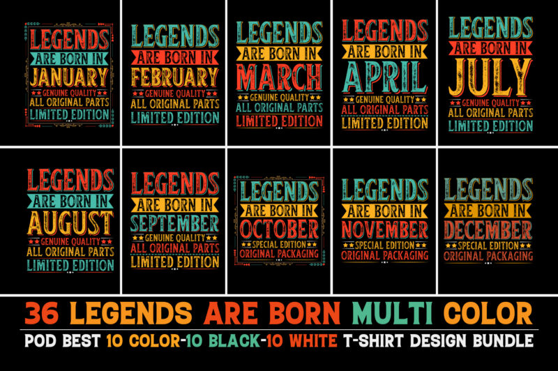 Legends Are Born T-Shirt Design Bundle