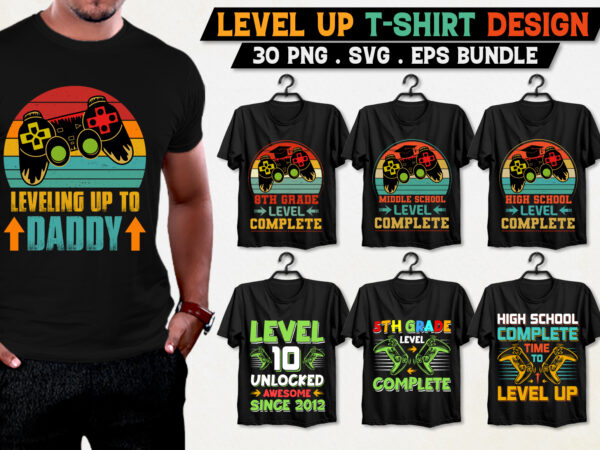 Level up t-shirt design bundle