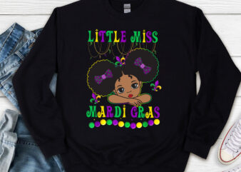 Little Miss Beads Mardi Gras Parade Cute Black Girl Princess NL t shirt vector graphic