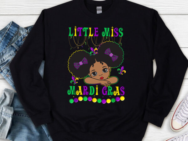 Little miss beads mardi gras parade cute black girl princess nl t shirt vector graphic