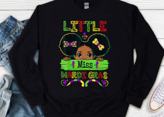 Little Miss Beads Mardi Gras Parade Cute Black Girl Princess NL 2 t shirt vector graphic