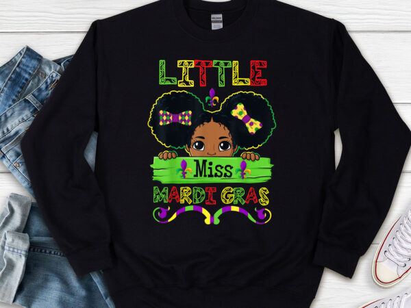 Little miss beads mardi gras parade cute black girl princess nl 2 t shirt vector graphic