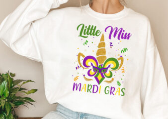 Little Miss Mardi Gras Funny Unicorn Face Carnival Parade NL t shirt vector graphic