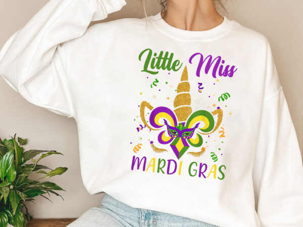 Little miss mardi gras funny unicorn face carnival parade nl t shirt vector graphic