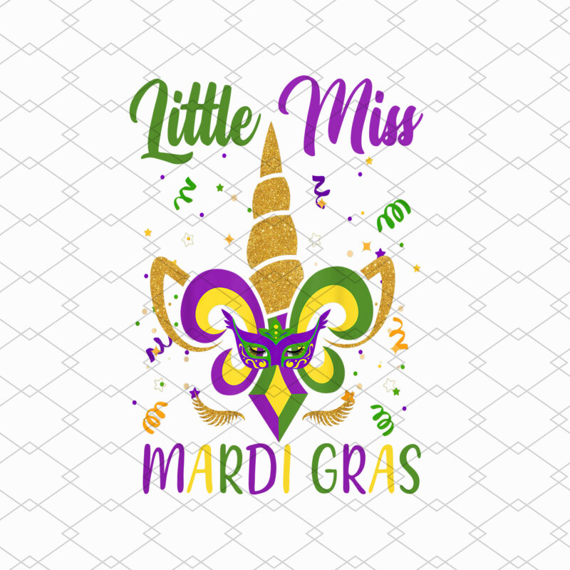Little Miss Mardi Gras Funny Unicorn Face Carnival Parade NL
