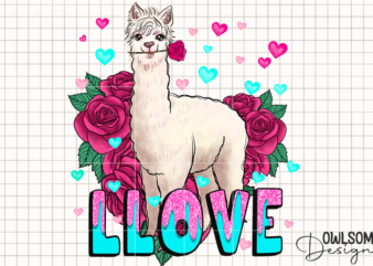 Llama Love Valentine PNG Sublimation