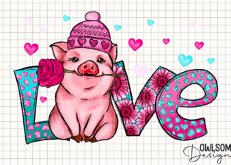 Love Pig Valentine PNG Sublimation t shirt vector graphic
