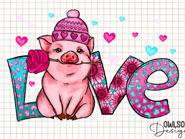 Love pig valentine png sublimation t shirt vector graphic